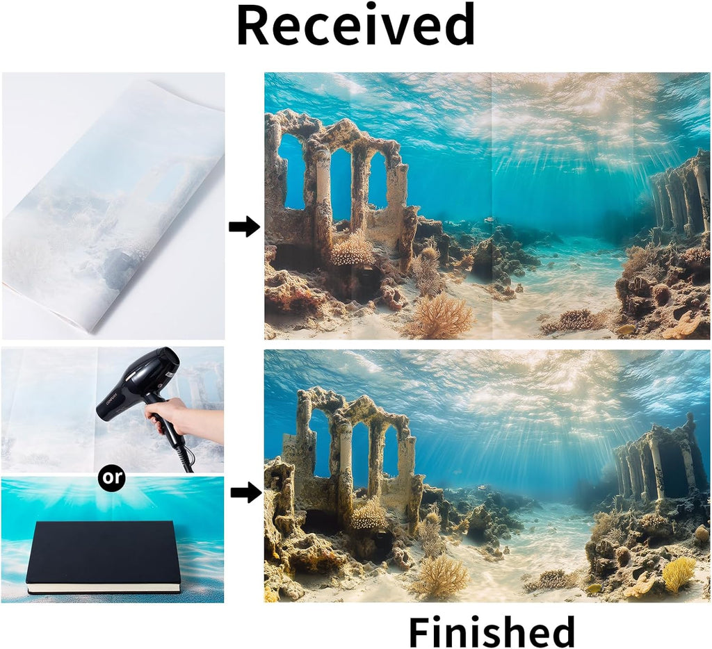 3 PCS Aquarium Background, 30x18 inch Polyester Fish Tank Background