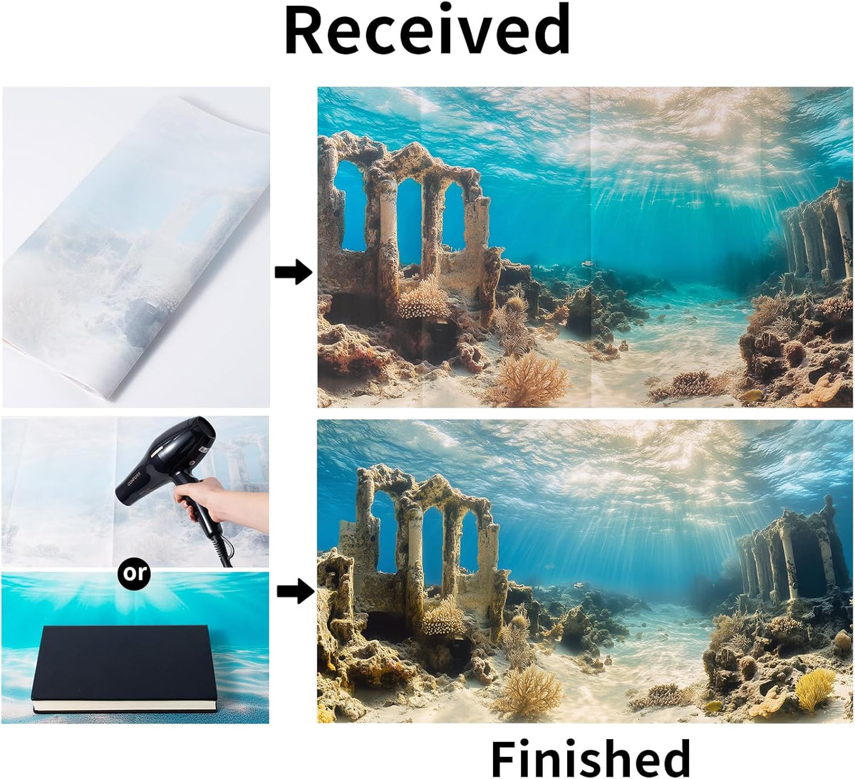 3 PCS Aquarium Background, 30x18 inch Polyester Fish Tank Background