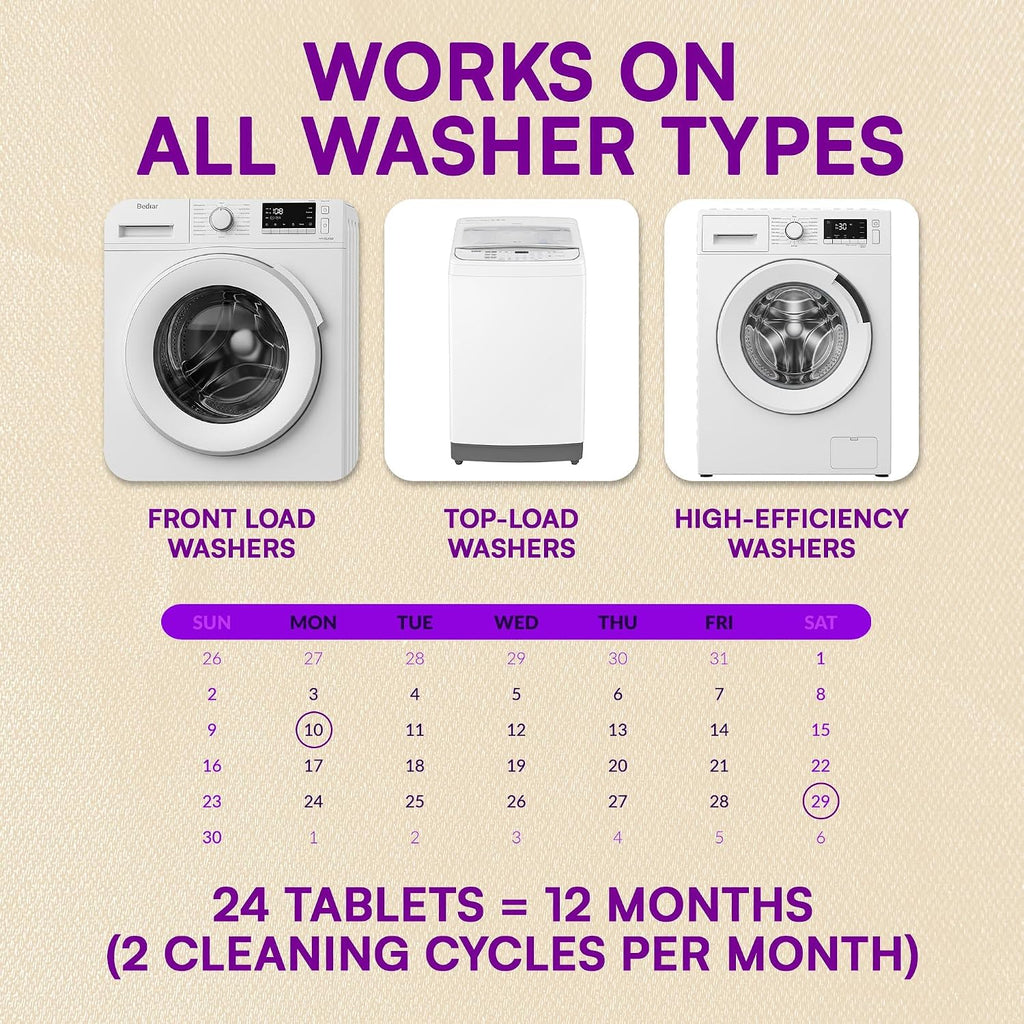 Washing Machine Cleaner Tablets for Pet Owners, 24 Pack for Pet Grime