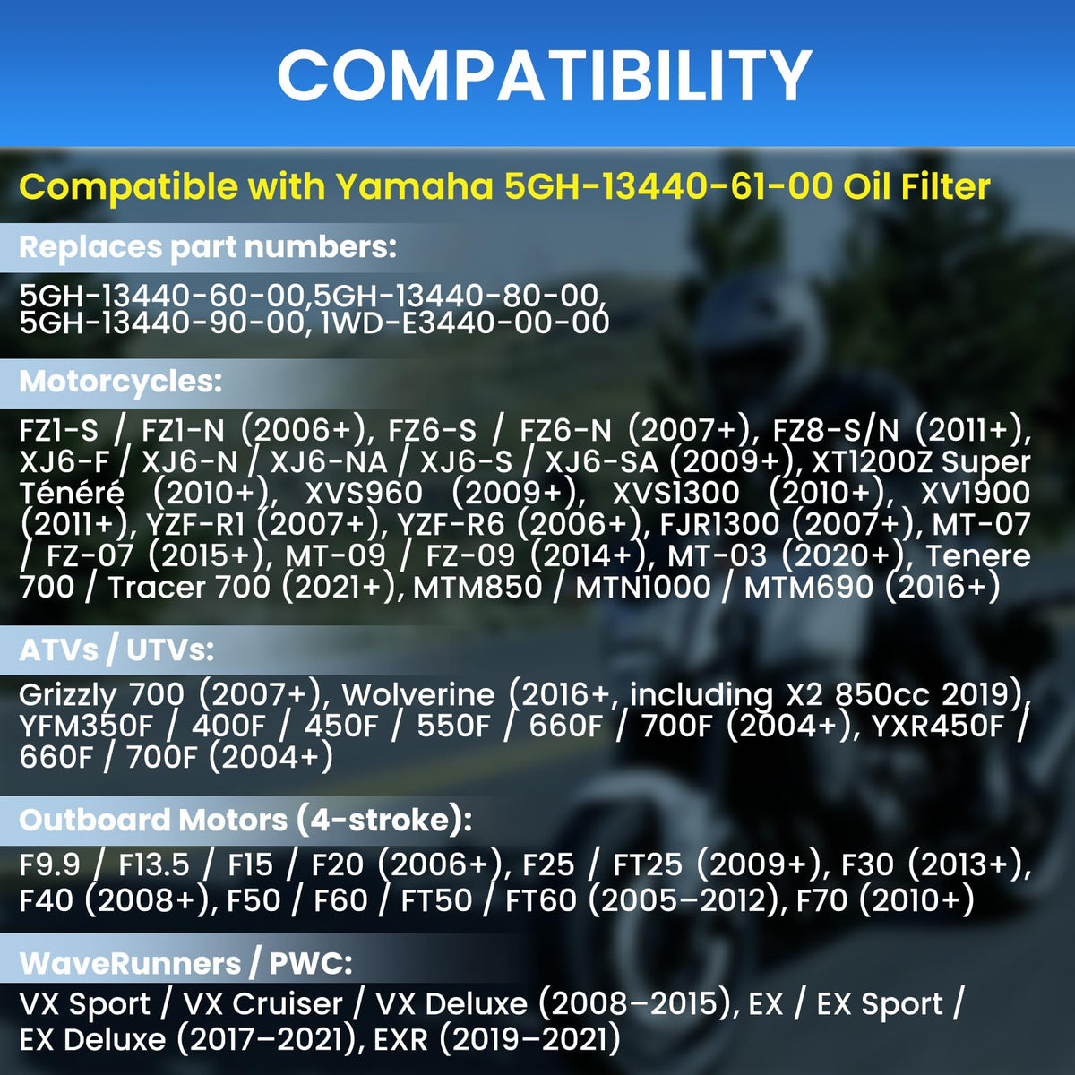 4 Pack 5GH-13440-61-00 Oil Filter Compatible with Yamaha, Replaces 5GH-13440-80-00, 5GH-13440-90-00, 5GH-13440-60-00, 5GH-13440-50-00, for Yamaha F15 F25 F50 F60 F70 Outboard