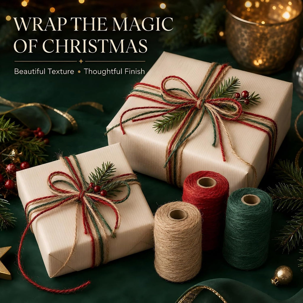 Natural Jute Twine String, 3 Rolls 984 Ft 2mm with 90 Gift Tags Set