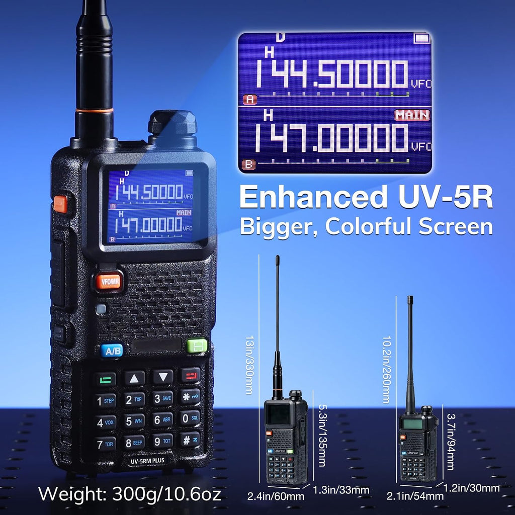 UV-5RM Plus Ham Radio, 10W Long Range Dual Band Two Way Radio | UHF VHF NOAA FM AM(Airband) 1.25M Receiver, 2500mAh
