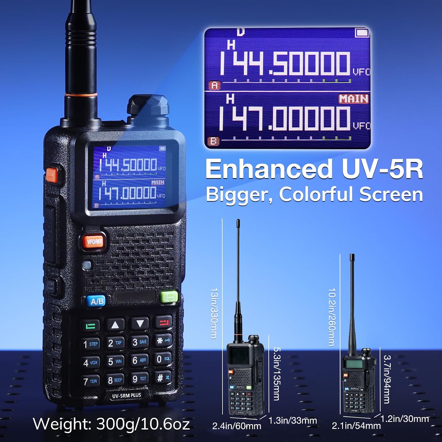 UV-5RM Plus Ham Radio, 10W Long Range Dual Band Two Way Radio | UHF VHF NOAA FM AM(Airband) 1.25M Receiver, 2500mAh