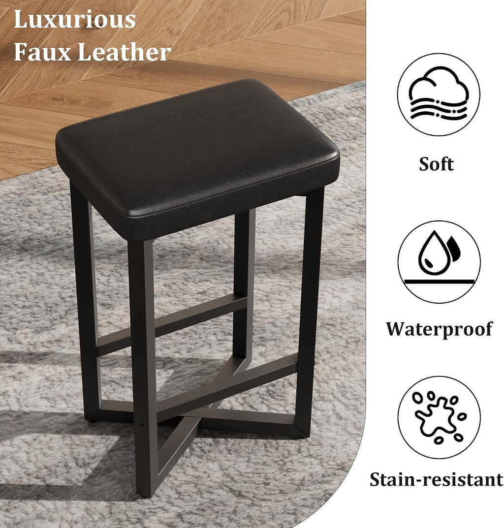 Bar Stools Set of 4, 24.6" Counter Height Backless Barstools
