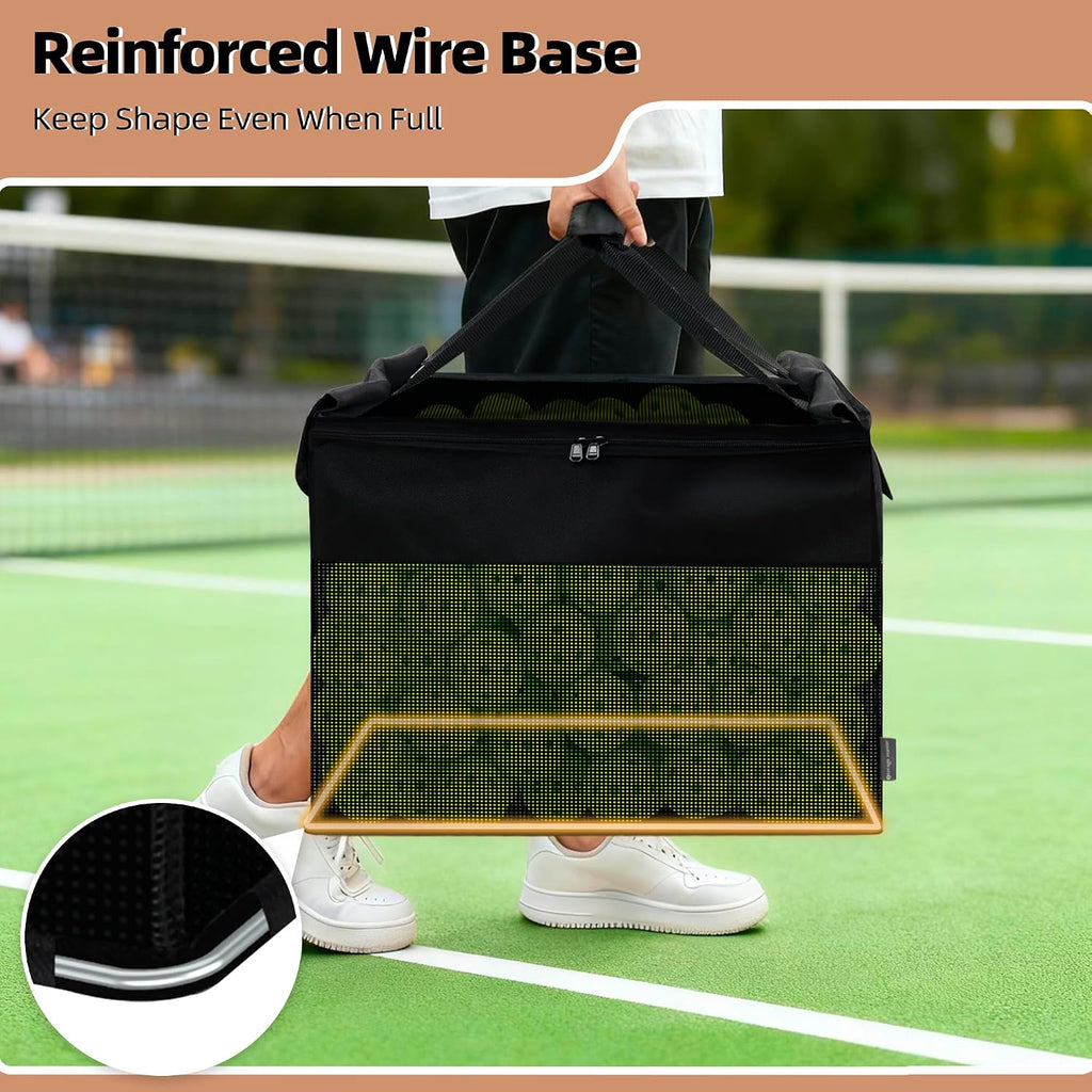 Foldable Tennis Ball Hopper Cart with Removable Ball Bag
