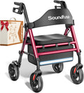 Walkers for Seniors, Rollator Walker with Seat, 8" All Terrain Wheels, Double Support Bar, 16" Ergonomic Arc Seat and