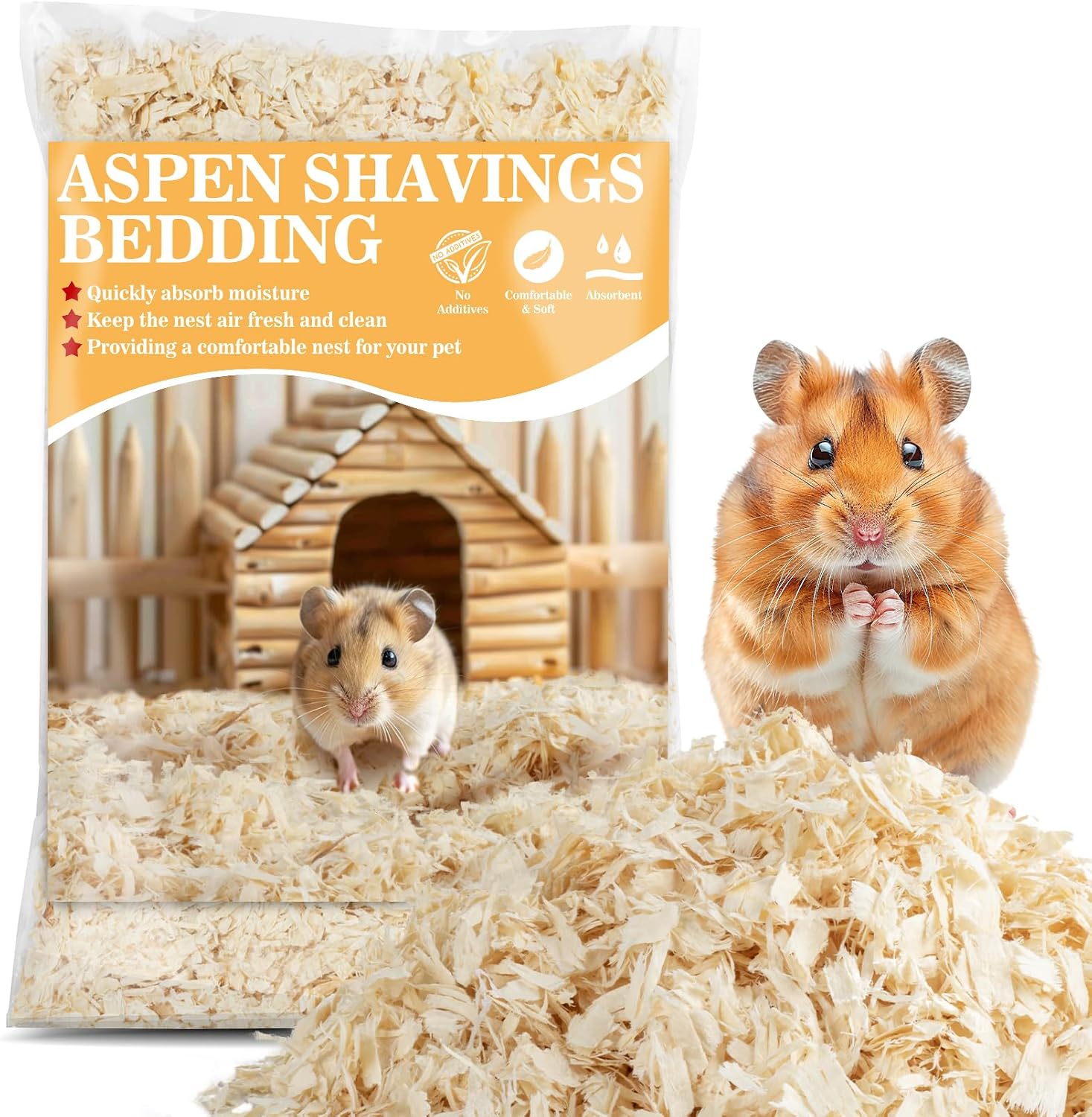 Hamster Bedding - Aspen Shavings Small Animal Pet Bedding | Aspen Bedding for Small Animals, Guinea Pigs, Rabbits