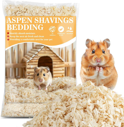 Hamster Bedding - Aspen Shavings Small Animal Pet Bedding | Aspen Bedding for Small Animals, Guinea Pigs, Rabbits