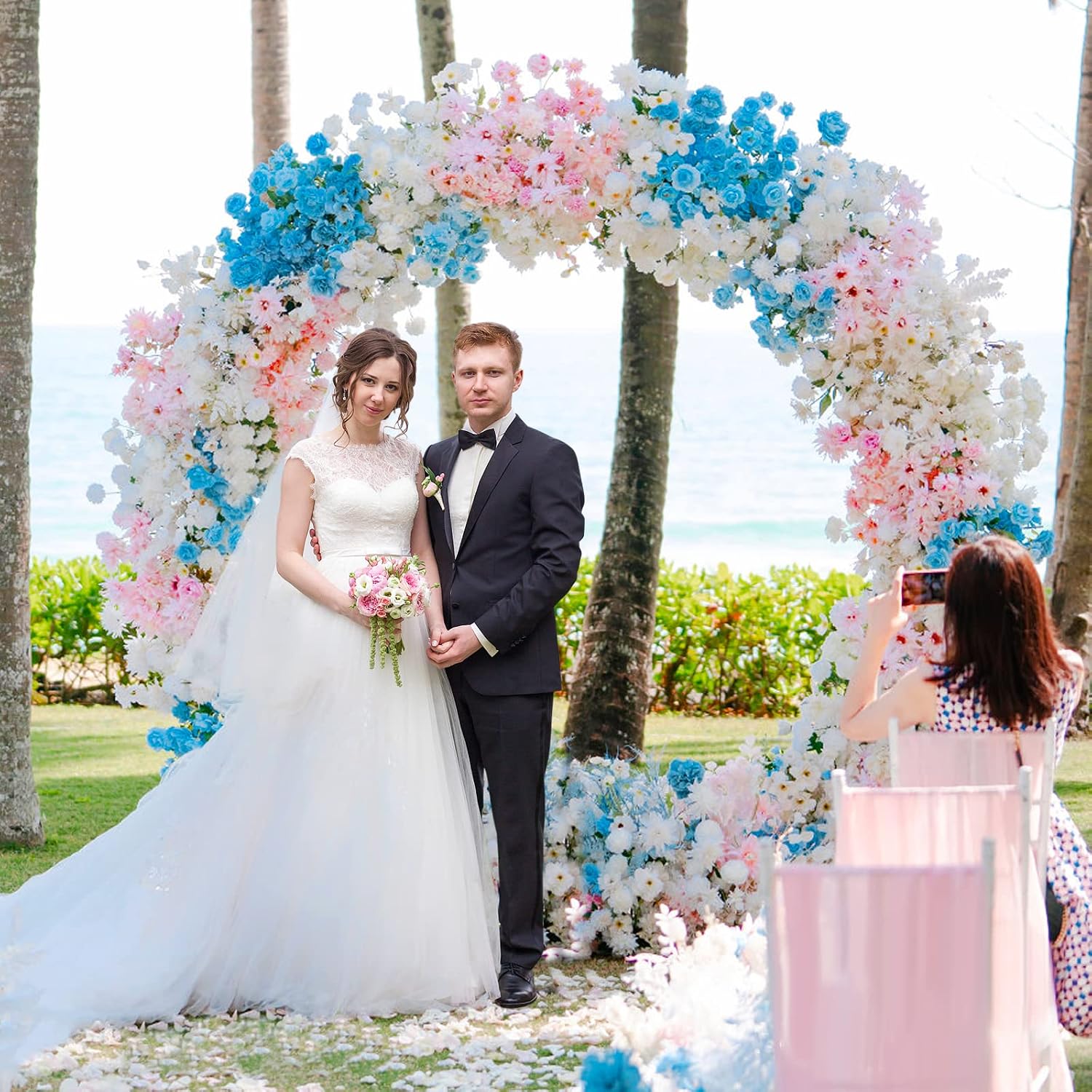 7.2ft Round Backdrop Stand Gold Circle Arch Metal Wedding Arch