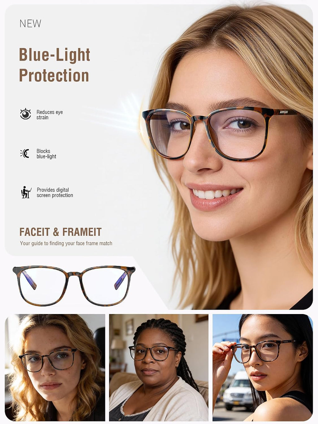 Blue Light Glasses for Woman Men, Womens Blue Light Blocking Glasses Computer Glasses Anti Eyestrain