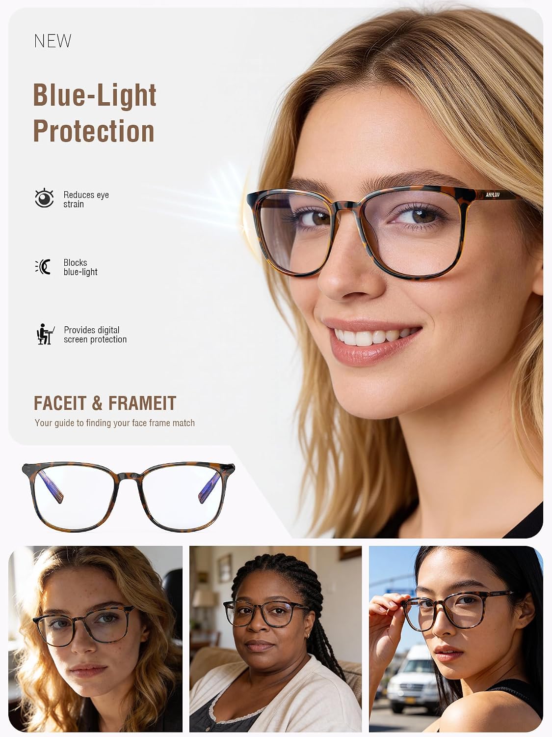Blue Light Glasses for Woman Men, Womens Blue Light Blocking Glasses Computer Glasses Anti Eyestrain