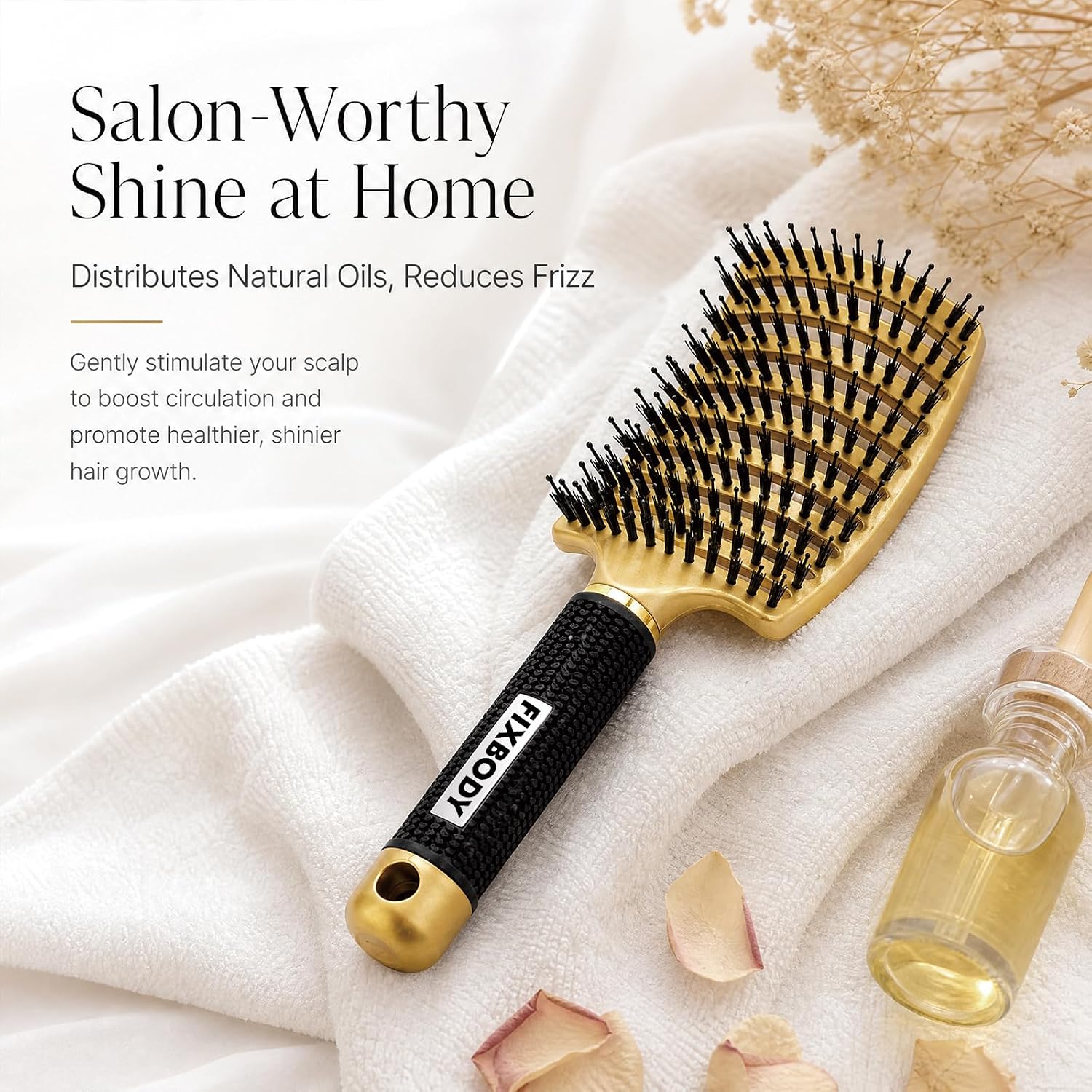 Boar Bristle Hair Brush - Curved & Vented & Oversize Design Detangling Hair Brush for Women Long, Thick, Curly and