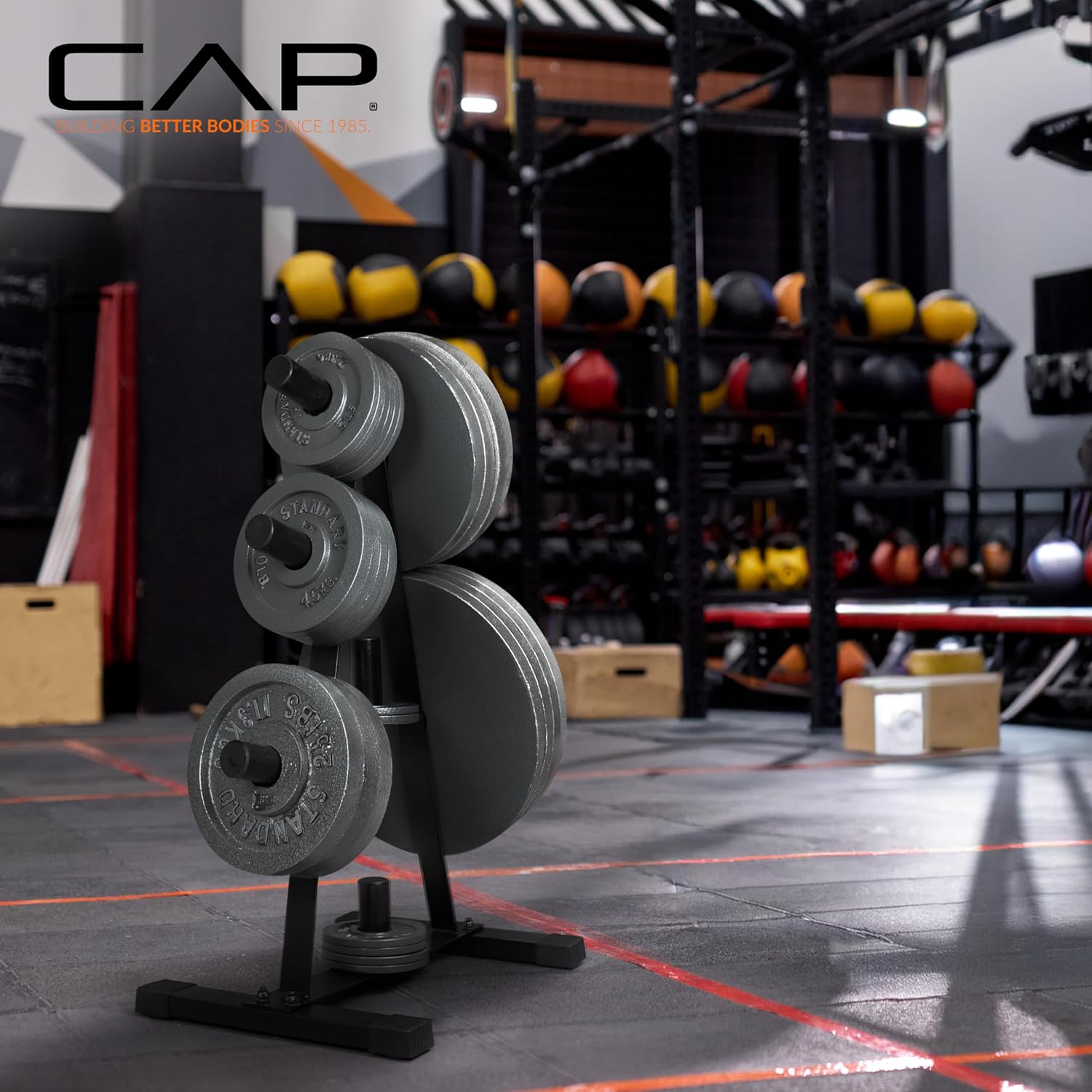 CAP 2-Inch Olympic Plate Tree Rack for Home Gym, Heavy-Duty A-Frame Weight Plate Storage Rack, Space-Saving Plate