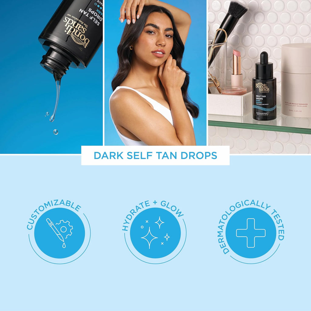 Hydrating Self Tan Drops for Face and Body, 2 Shade Options, 1.01 FL OZ