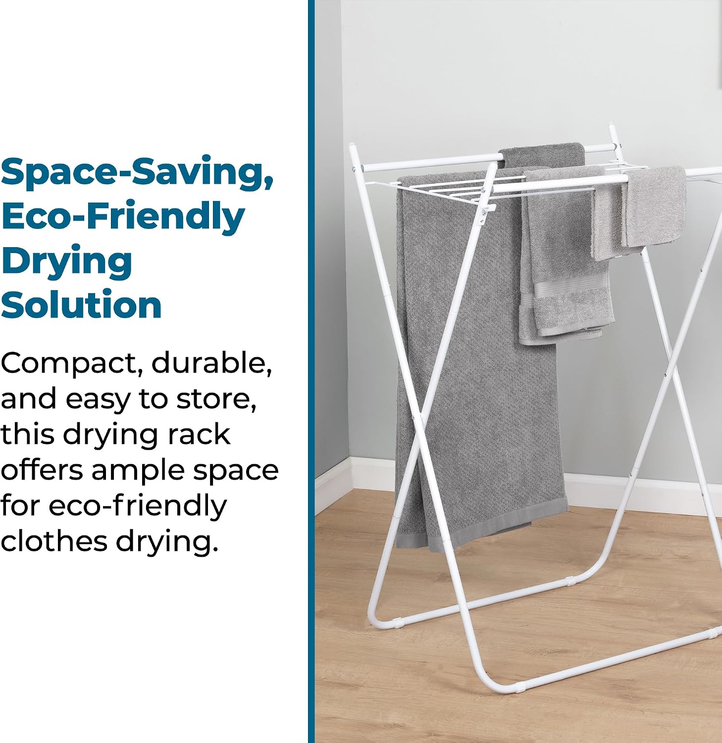 Easy-Fold Collapsible Clothes Drying Rack, Sturdy Metal Laundry Rack Holds 40 lbs, Space-Saving Foldable Towel Rack