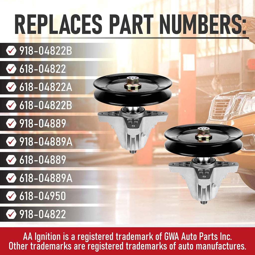 Replacement Lawn Mower Spindle Assembly with Pulley Set of 2 - Compatible with Cub Cadet, Troy-Bilt, MTD 42 Inch Deck