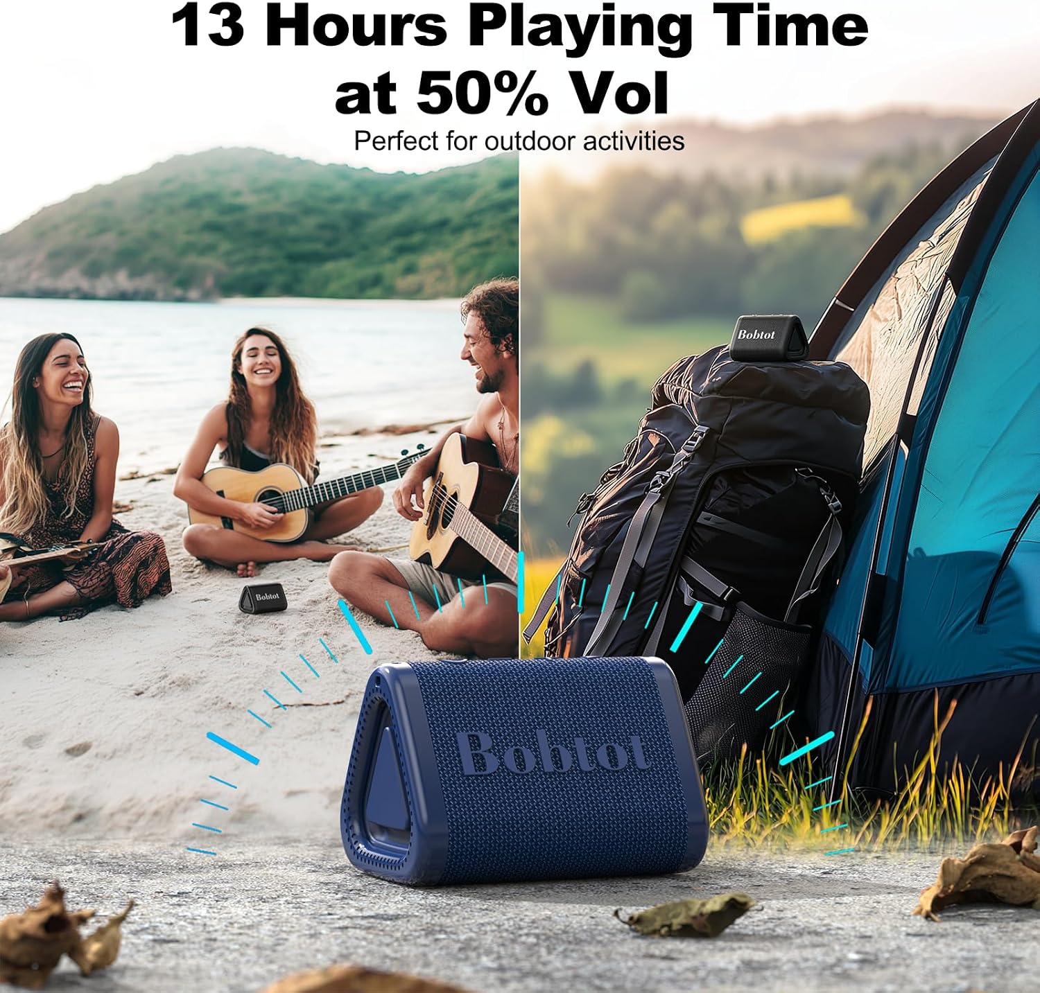Portable Bluetooth Speaker Wireless, IPX7 Small Shower Speaker Waterproof, 15H Playing Time, Loud and Stereo Sound