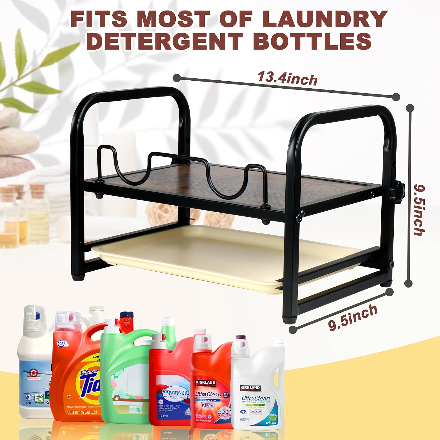 Laundry Detergent Holder & Laundry Detergent Soap Dispenser - Liquid Laundry Detergent Organizer with Drip Tray &