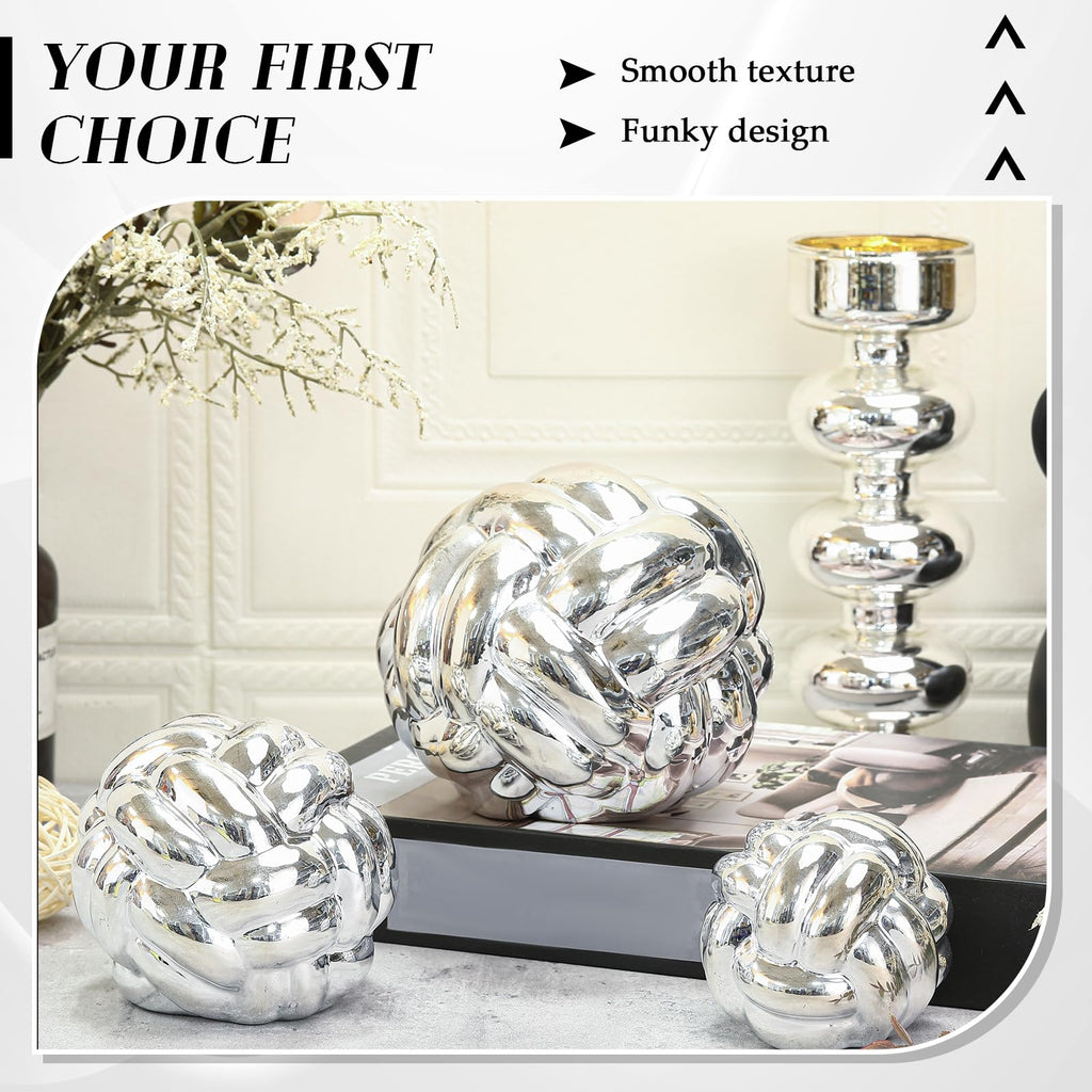 Wenqik Silver 3 Pcs Knot Decor Chain Link Living Room Decor, 3 Sizes