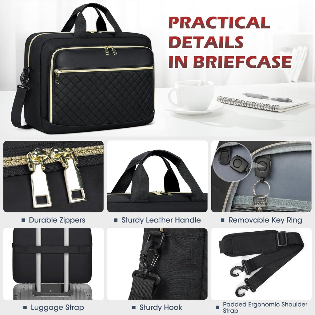 Laptop Bag 17.3 Inch Laptop Briefcase for Women Men Waterproof Shoulder Messenger Bag Large Computer Bag for Business