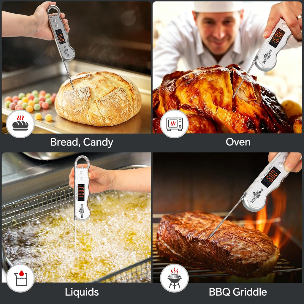 0.3s Fast Read Meat Thermometer – USB-C Rechargeable, Silvery