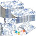100 Pcs Wedding Favor Boxes Blue Floral Pillow Boxes