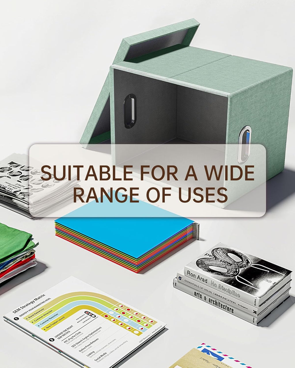File Organizer, File Box, File Cabinet for Letter File Folder Storage, Portable Storage Bins with Lids for
