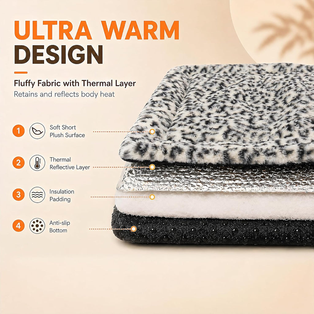 Self Warming Cat Bed, Thick Quiet Non-Electric Mat, 22 x 18 In, Black/White