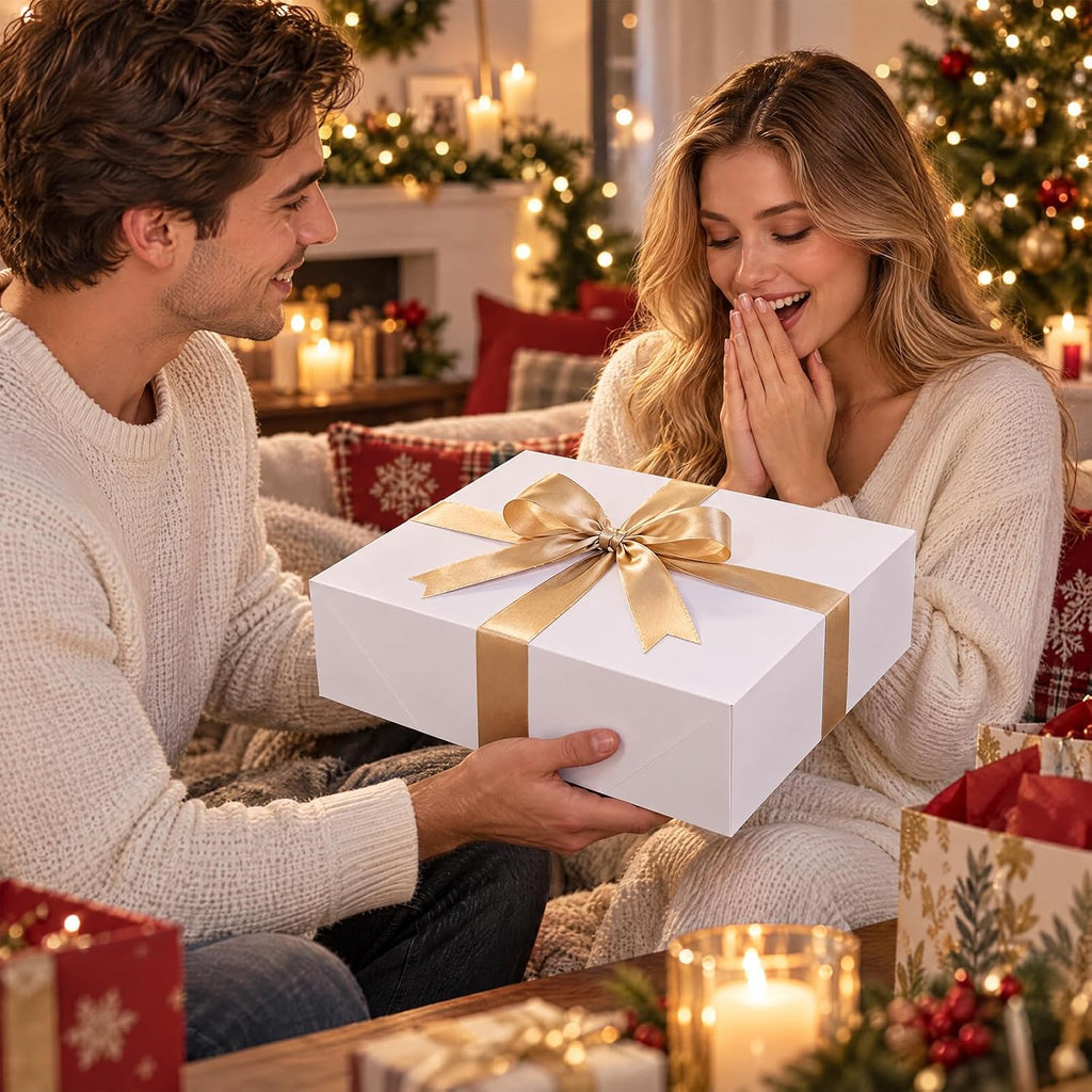 12 Pack 14x10x4 inch Gift Boxes, White Shirt Boxes for Presents