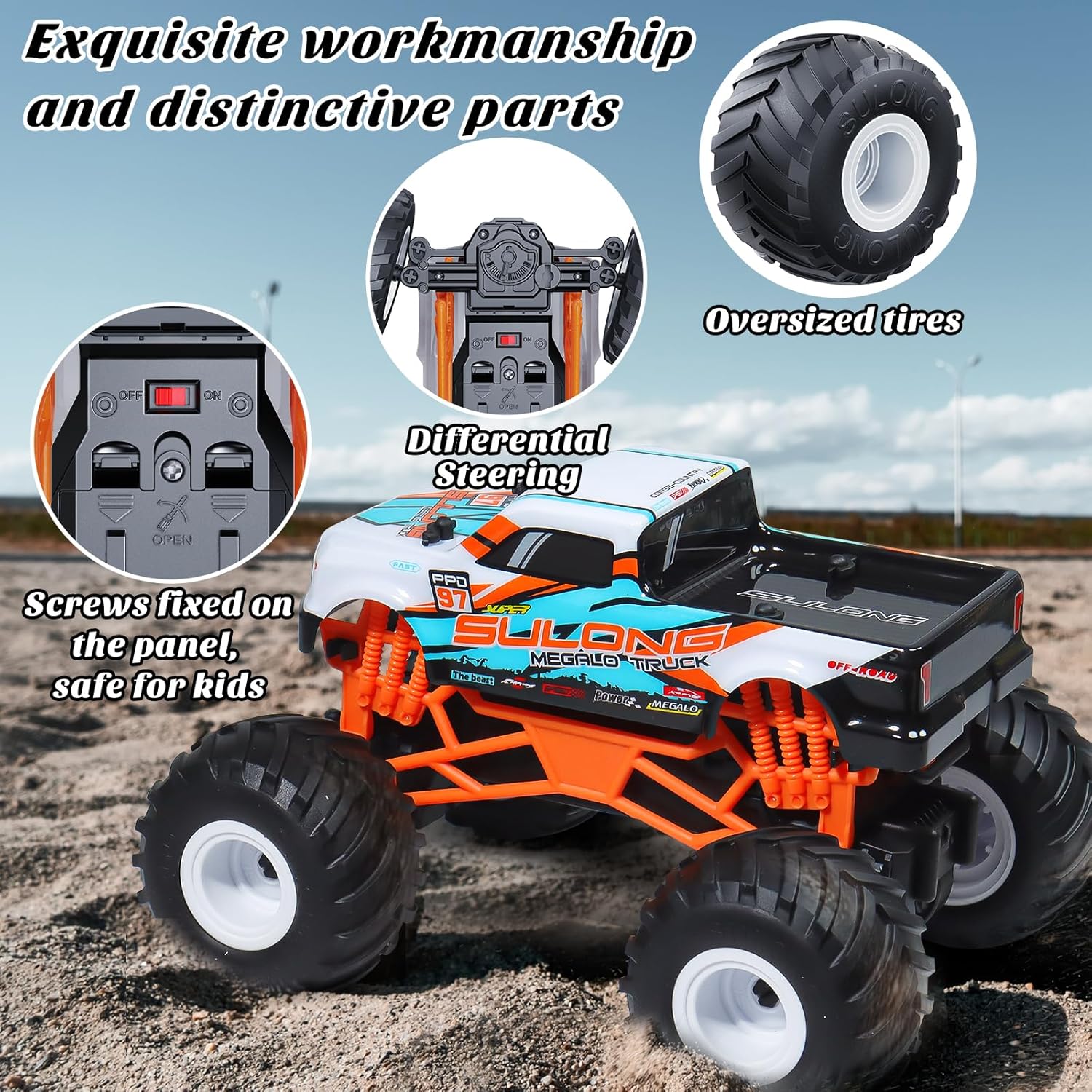 Remote Control Car, 1:16 Scale RC Monster Truck for Boys, 2.4 GHz All Terrain RC Cars for Boys Girls 4-7 8-12, 20