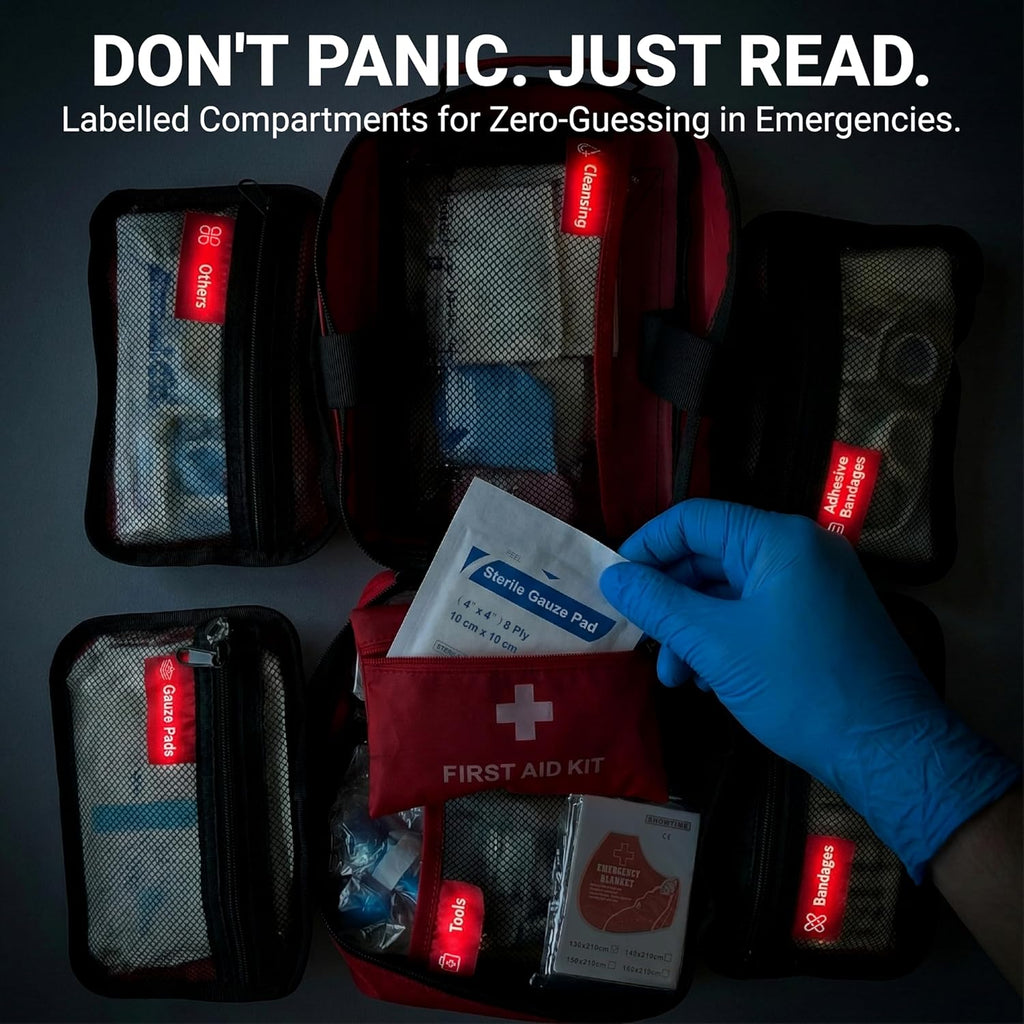 556 Piece Premium Large First Aid Kit, Survival Medical Bag with Labelled Compartments, Workplace Essential for Home