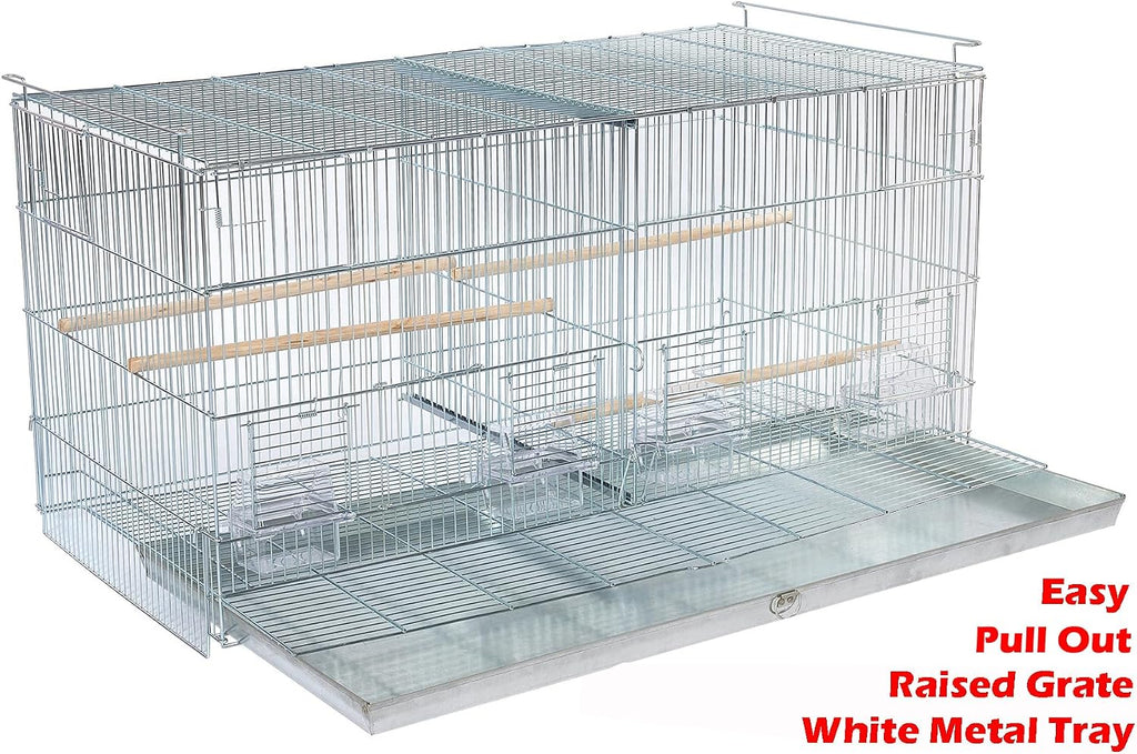 Combo: Galvanized Stack and Lock Double Breeder Cage Bird Breeding Cage with Center Removable Divider and Side