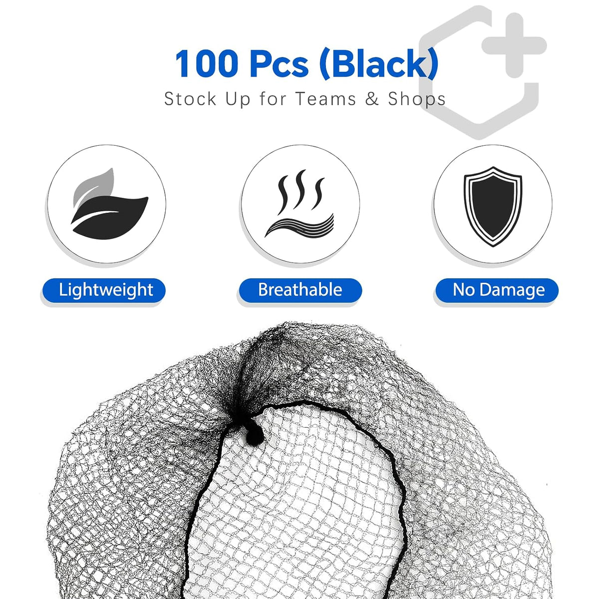 100-Pack 26-Inch Black Nylon Hair Net for Food Service Workers