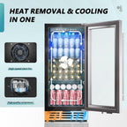 15 Inch Beverage Refrigerator, 127 Can Under Counter Refrigerator