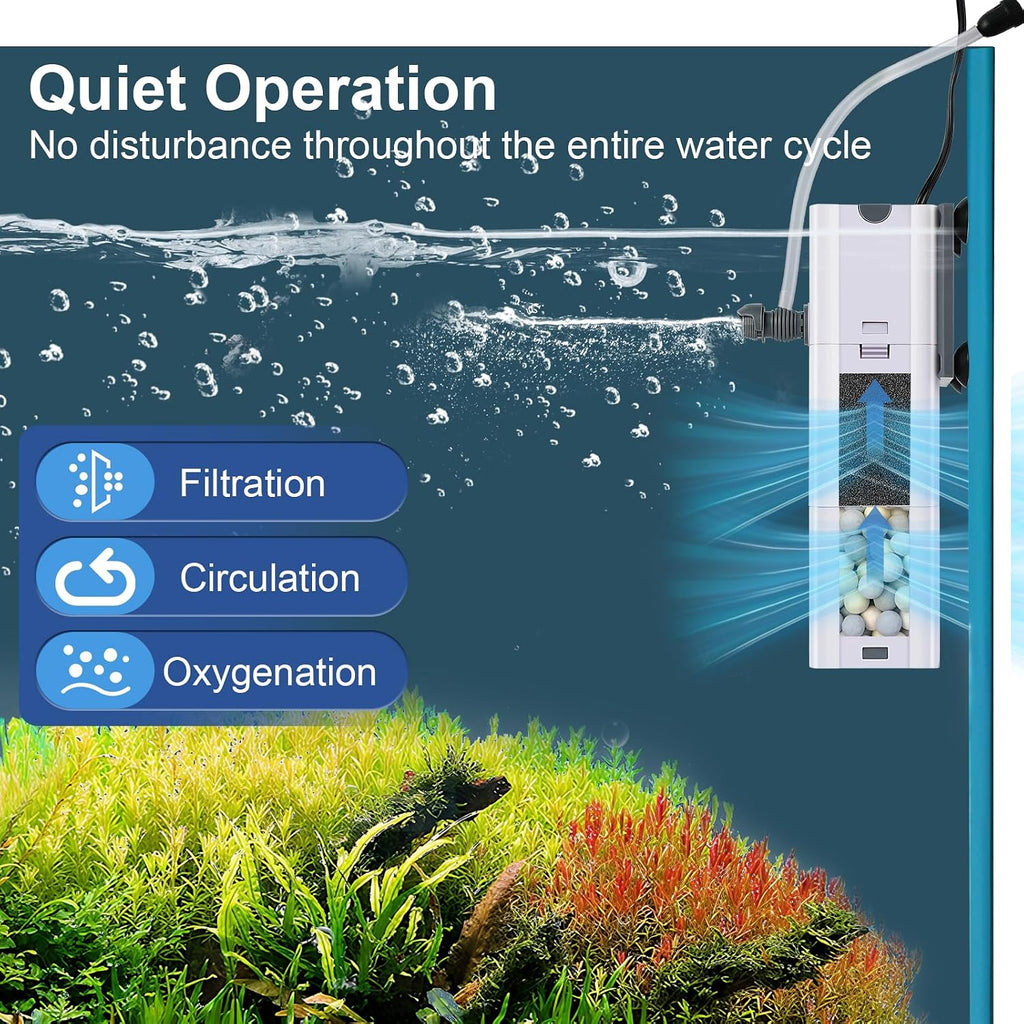 265 GPH 4-In-1 Aquarium Filter, 20-80 Gallon Fish Tank Filters (15 W)