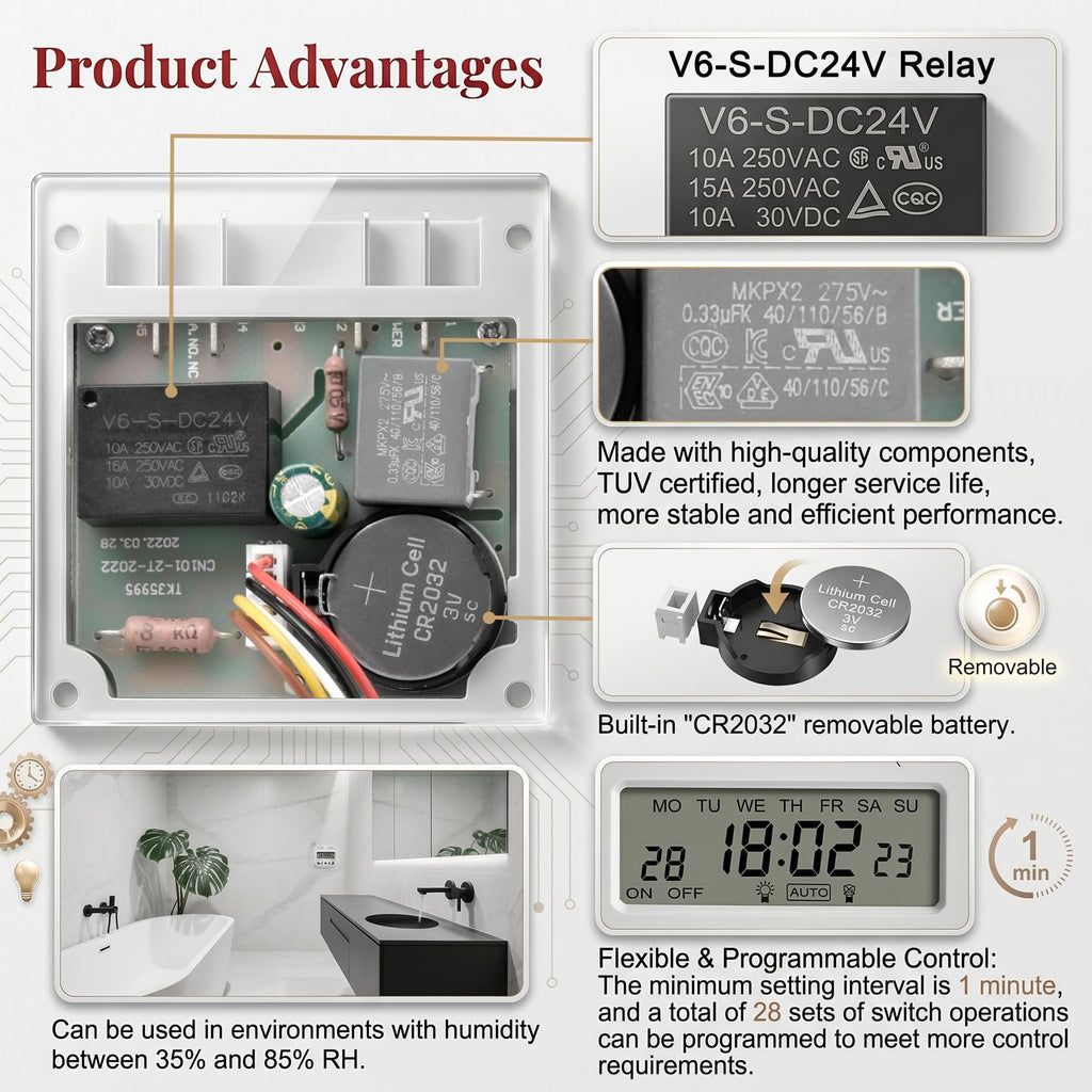 Heschen 12V DC/AC Digital Timer Relay 16A SPST with Clear Shield Cover