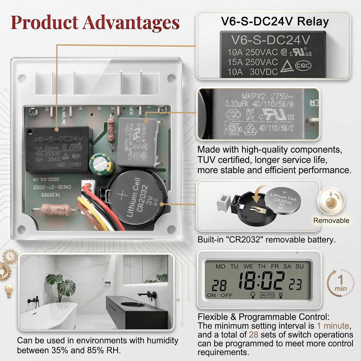 Heschen 12V DC/AC Digital Timer Relay 16A SPST with Clear Shield Cover