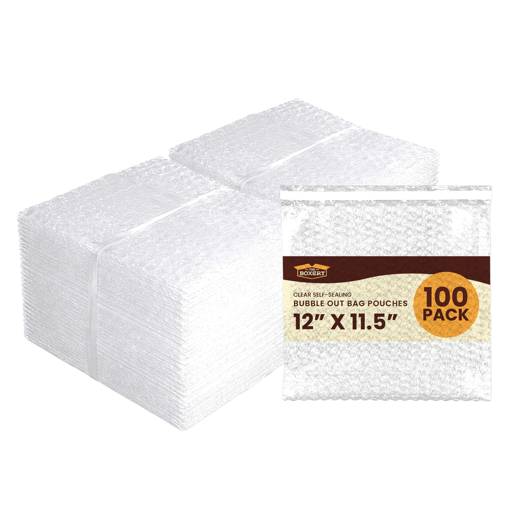 12x11.5" Clear Self-Sealing Bubble Out Bag Pouches, 100 Pack