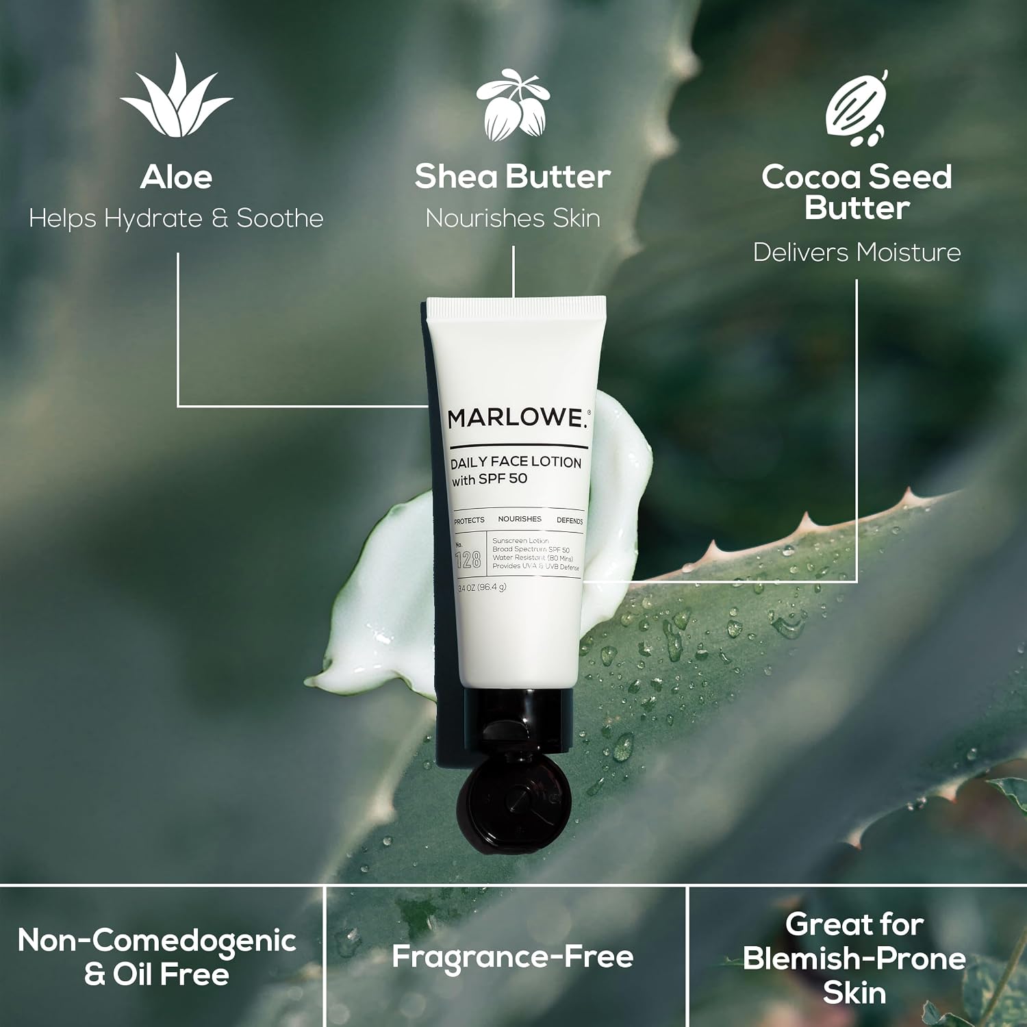 Face Moisturizer with SPF 50, Daily Sunscreen Lotion, 3.4 oz | Lightweight, non-greasy Face Lotion with SPF 50 that