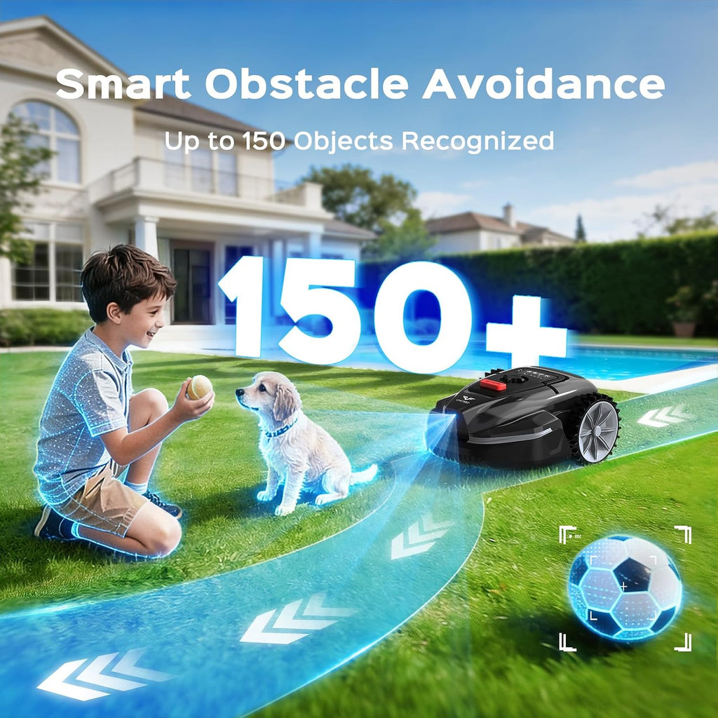 V3 Robotic Lawn Mower with AI Vision Obstacle Avoidance, Smart APP Control, Low-Noise Operation, Adjustable Cutting
