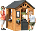 Backyard Discovery Sweetwater Cedar Wooden Kids Playhouse Cottage with Play Kitchen, Snack Bar, Half Door, Toy Phone