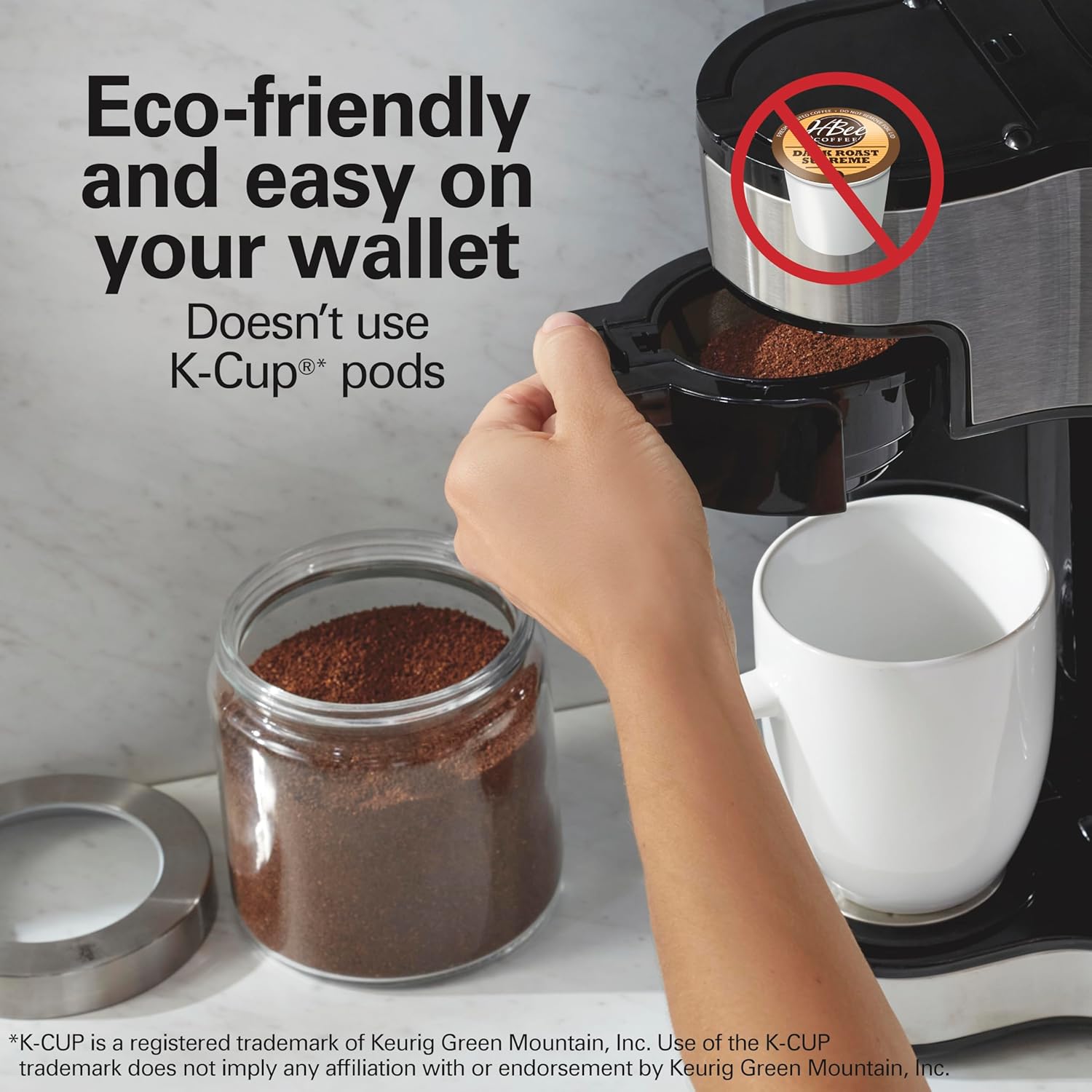 2-Way Brewer Coffee Maker, Single-Serve and 12-Cup Pot, Black/Stainless Steel(49980A), Carafe | 12 Cup Glass Carafe |