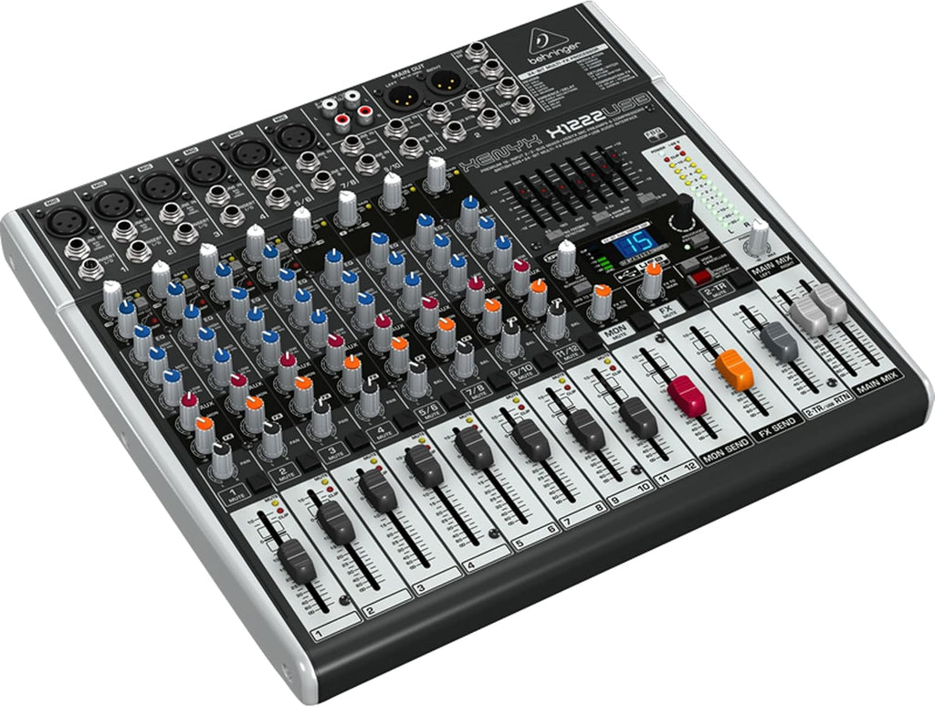 XENYX X1222USB Premium 16-Input 2/2-Bus Mixer with XENYX Mic Preamps and Compressors, British EQ, 24-Bit Multi-FX