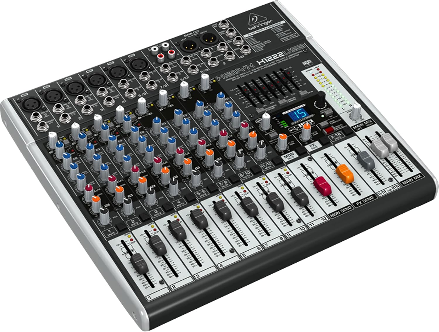 XENYX X1222USB Premium 16-Input 2/2-Bus Mixer with XENYX Mic Preamps and Compressors, British EQ, 24-Bit Multi-FX