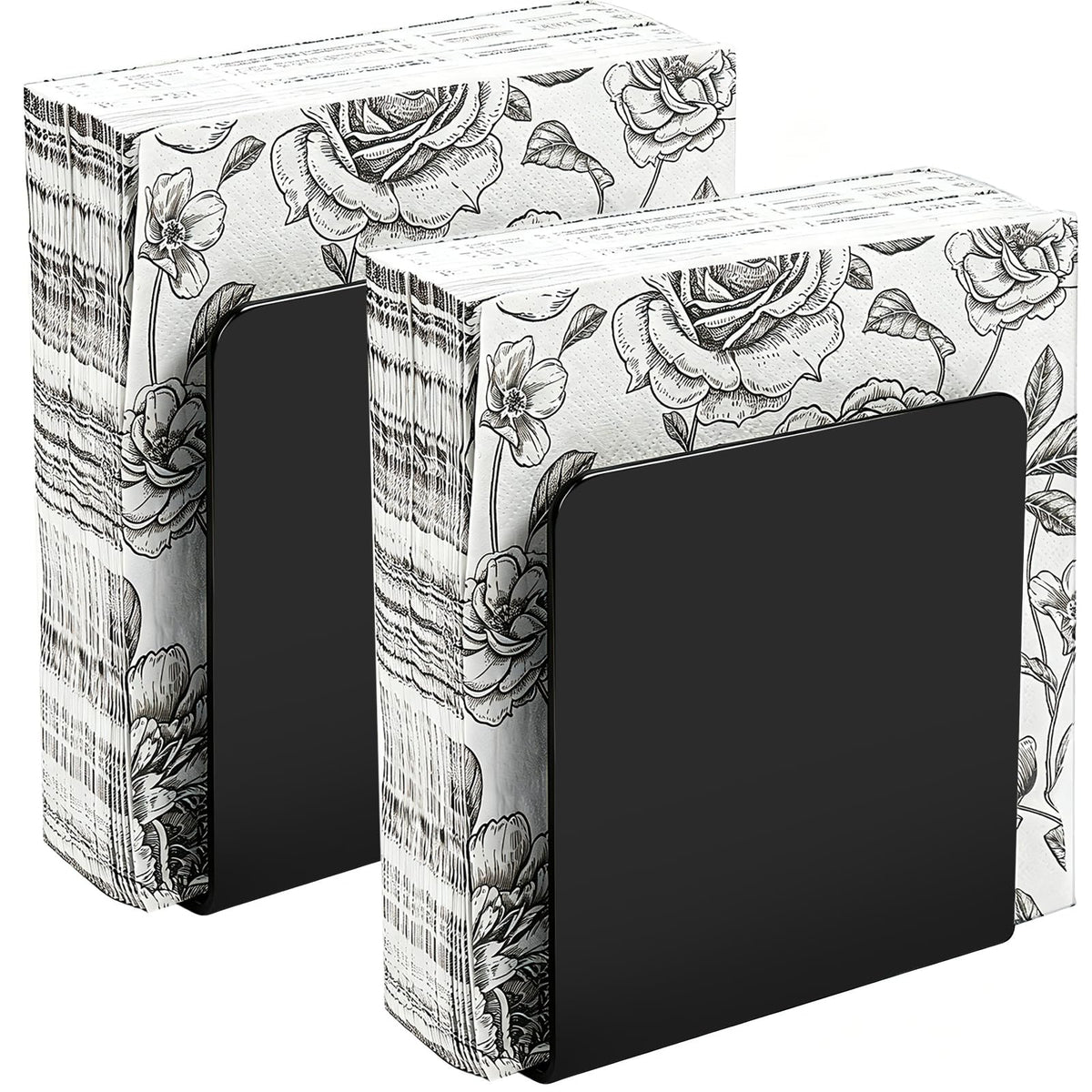 Black Napkin Holder for Table, Acrylic Upright Napkin Dispenser for Kitchen Dining, Modern Table Napkin Holders