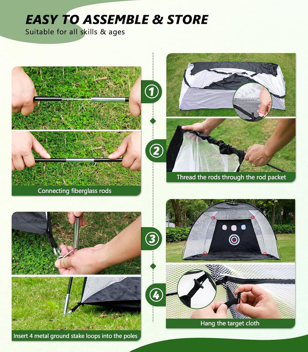 Golf Net: 10 x 7FT Practice Net with Mat for Chipping, Swing, Driving Practice, Nets for Backyard, Indoor & Outdoor