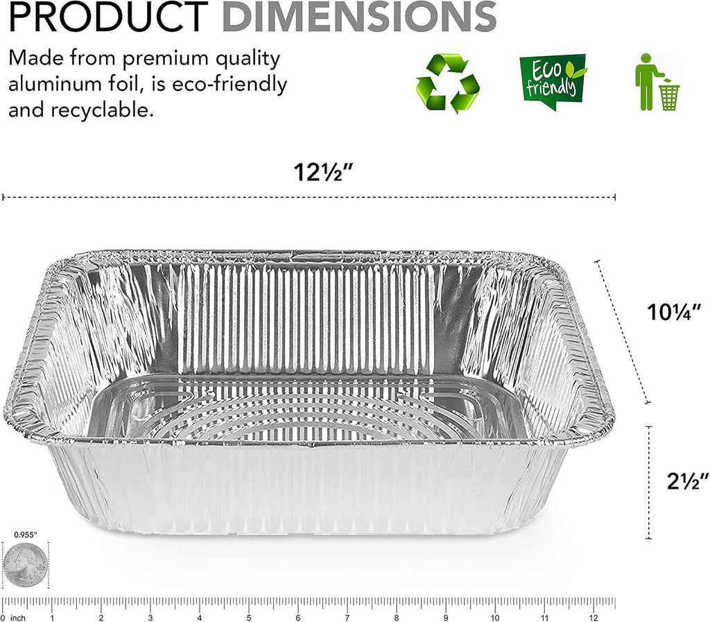 Aluminum Pans 9x13 Disposable Foil Pans (30 Pack) - Half Size Steam Table Deep Trays - Tin Foil Pans Great for