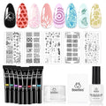 Beetles Nail Stamp Gel 16Pcs French Tip Nail Stamp Kit