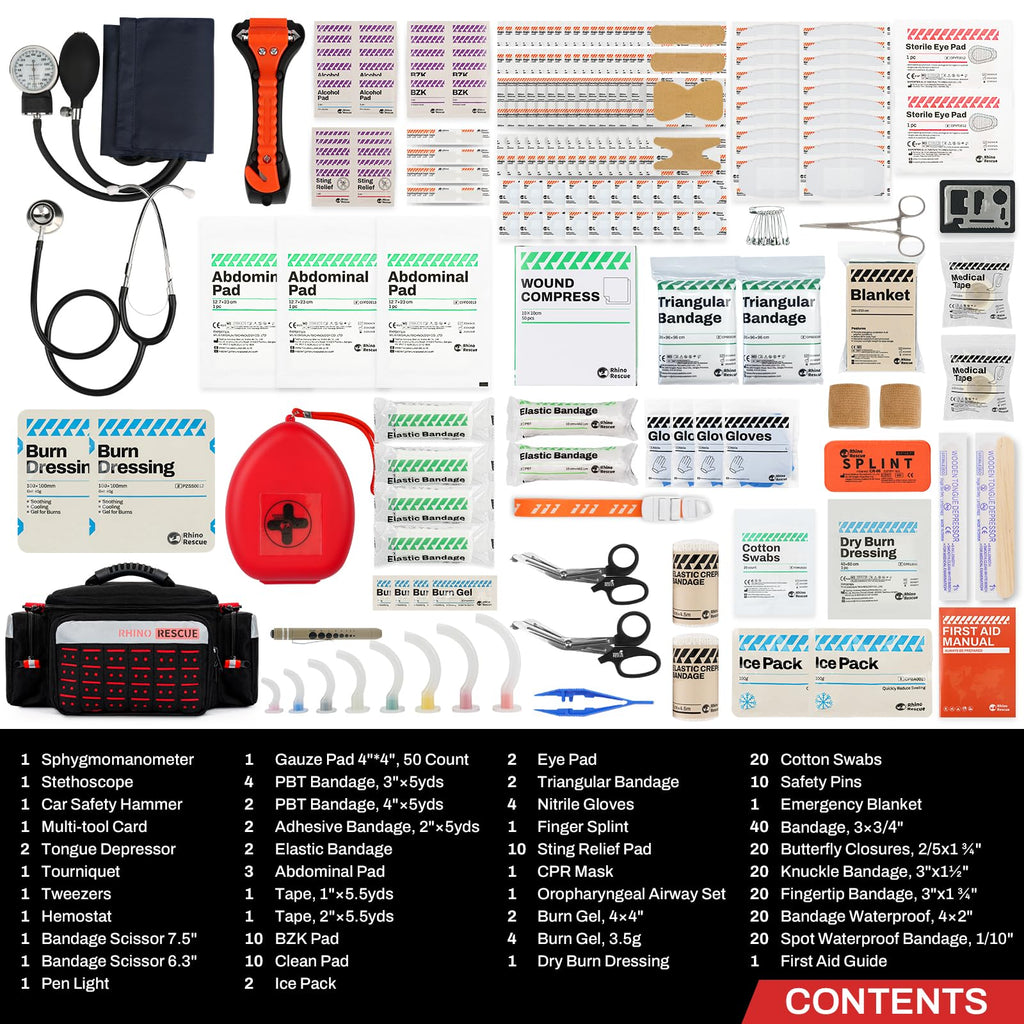 First Responder First Aid Kit Fully-Stocked EMT Bag(Black,20L)