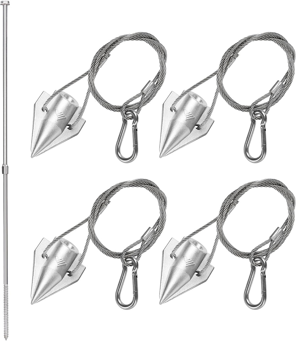 Earth Anchors 31" Set of 4 with Installation Rod - Ground Anchors Heavy Duty for High Winds - Swing Set Anchors
